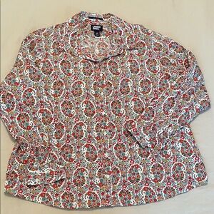 Lands' End Multicolor Floral Paisley Shirt Sz16P 90s Preppy Resort Weekend-wear